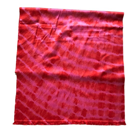 Bajra Rectangle Tie Dye Fringe Scarf Wrap Shawl Womens Pink Red Cashmere Silk